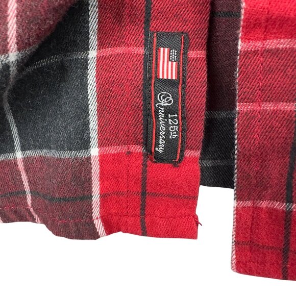U.S.POLO ASSN Flannel Shirt Men M Red & Black Plaid Slim Fit Long Sleeve Cotton - Picture 4 of 12